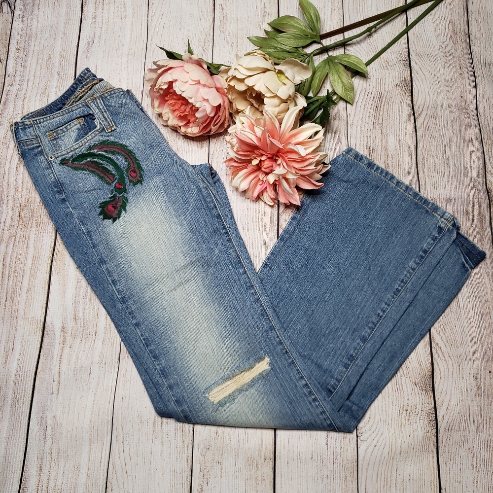 Hippie Jeans with Embroidered Phoenix Sz. 26